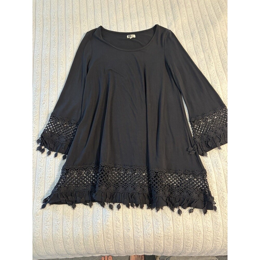 LIRX Tunic Dress Womens Small Black Whimsigoth Gothic Fairy Whimsical Crochet